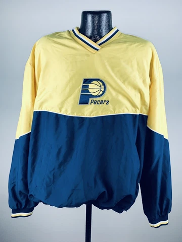 Men’s NBA Indiana Pacers Blue And Gold Polyester/Nylon Vintage Jacket XL Cover