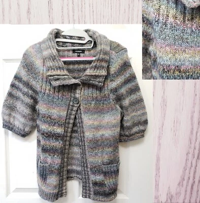 *OFERTA*Express Mxed Pasteles Manga Corta Parcial Botón Suéter Cárdigan Mediano M Foto 1 de 4