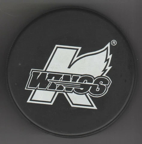 Kalamazoo K WIngs Michigan Yellow Arches IHL OR ?? Game Hockey Puck Yeller NO BG Cover
