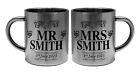 Personalised Pair of Mr & Mrs With Date Wedding Novelty Gift Steel Mugs
