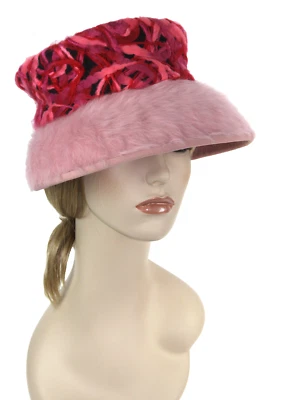 De Colección Rosa Angora Lana Fieltro Cloche Mod Sombrero con Cerise Fibra Fucsia Arte Sombrero Banda S/M Foto 1 de 4