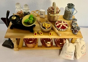 Vintage Dolls House Kitchen Table Some Artisan Food Accessories - Picture 1 of 5