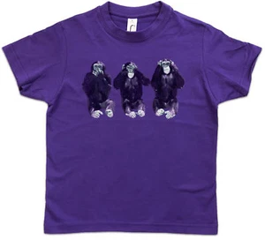 SEE NO HEAR NO SPEAK NO APES Kids Boys T-Shirt Mafia Gorilla Police Society - Picture 1 of 1