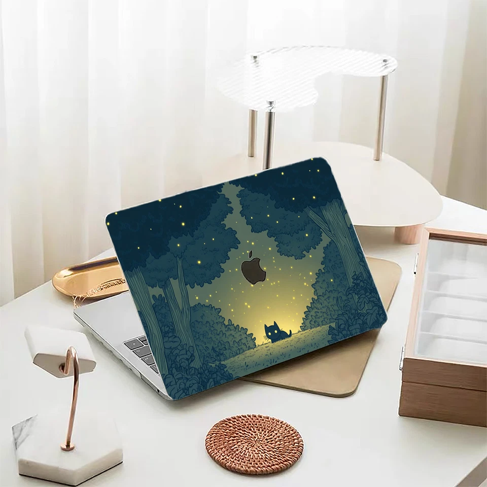 Bonito Balck Cat MacBook Case Air Pro elegante capa de proteção Apple 2025 M5 14" - Imagem 1 de 4