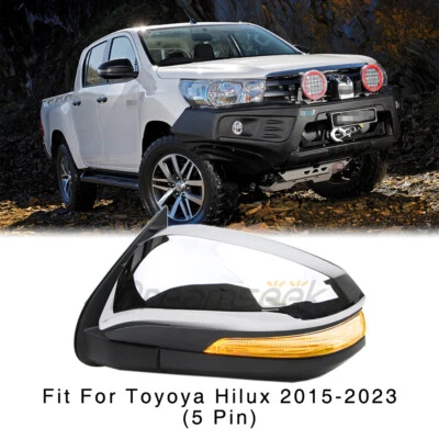 Left Side Door Wing Mirror For Toyota Hilux Revo 2015-2023 W/ Turn Signal 5 Pin - Imagem 1 de 4