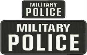 military police embroidery patch 4x10 and 2x5 hook on back white