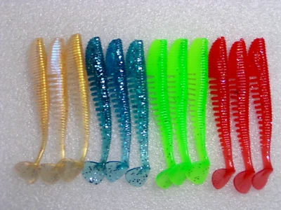 Gummifische 12 Stück, 11cm, 4 Farben,5,5g,Kunstköder, Zander, Hecht, Dorsch, Neu - Bild 1 von 4