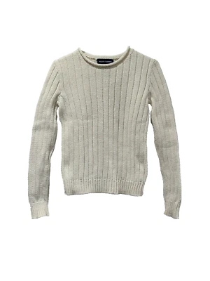 复古 Polo Ralph Lauren 女式 S 码白色厚高尔夫毛衣套衫 100% 棉 — 第 1/4 张图片