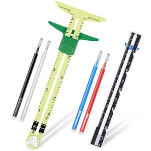2 Pieces T-Shaped Sliding Gauge Measuring Sewing Tool 5-in-1 Sliding Gauge Me... - Picture 1 of 7