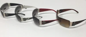 Randlose Damen-Sonnenbrille Sheild-Stil mit Rinestone-Kreuzbesatz Mehrfarbig. " - Bild 1 von 12