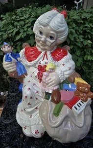Statua signora Claus vintage 1970 ceramica 16" RARA stampo atlantico statuina dipinta a mano - Foto 1 di 16