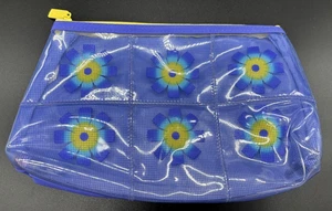 Clinique Kosmetiktasche blau/gelb Blumen - schwer zu finden - Bild 1 von 3