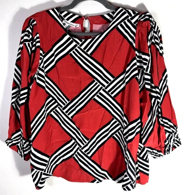 Masai Copenhagen Brisa Chilli Peppers Top Size S 3/4 Elastic Trim Sleeves Light - Image 1 of 4