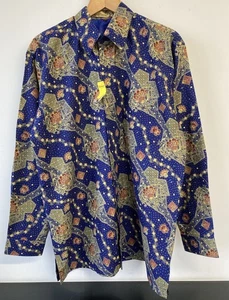 The Real Margaria Traditional & Exclusive Batik Indian Button Down Shirt 3XL New - Picture 1 of 13