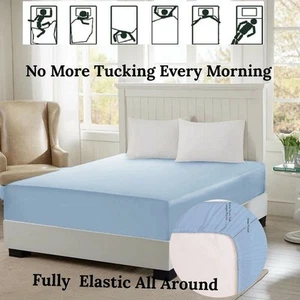 600 TC 15" deep Pkt 4PC Sheet Set Sky Blue Solid All US Size 100%Cotton - Picture 1 of 15