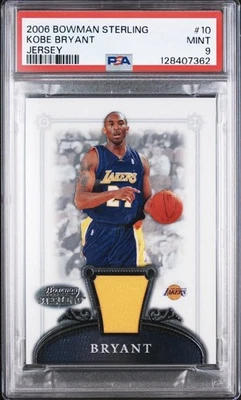 Tarjeta SSP 2006 Bowman Sterling Kobe Bryant camiseta usada del juego *¡calificada PSA como nueva 9! Foto 1 de 2