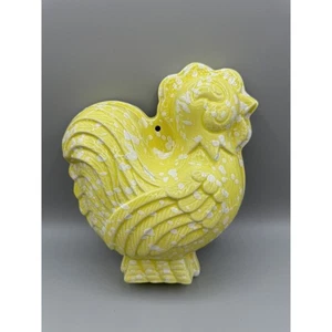 Molde de gallo de cerámica para pollo salpicaduras amarillas colgante de pared vintage - Imagen 1 de 9