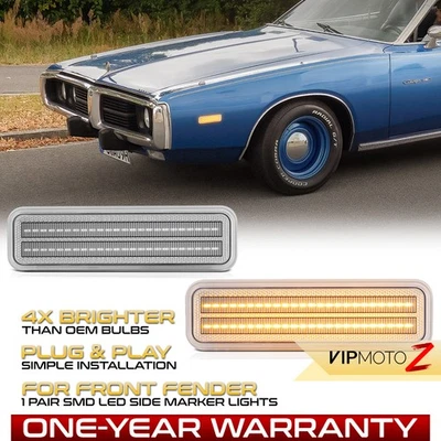 LED Strip Front Side Marker Lights Lamps For 71-76 Charger Dart Coronet Omni - Image 1 of 4