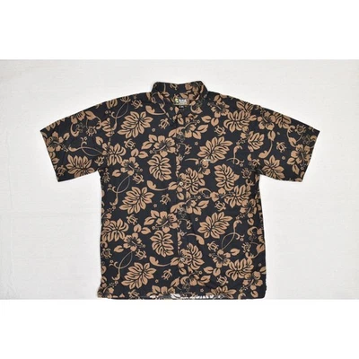 Camisa de origen tribal para hombre 3XL negra marrón hawaiana abotonada floral Aloha Camp Foto 1 de 4