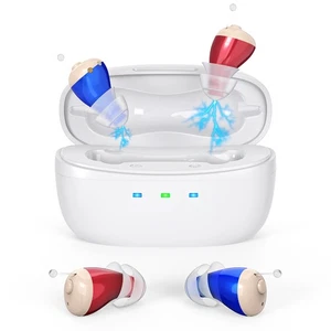 1Pair Rechargeable Digital Invisible Hearing Aids Sound Voice Amplifier ITE Mini - Picture 1 of 9
