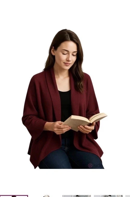 Cárdigan Suéter Negro Mujer CALYPSO St. Barth Tejido Cachemir Drapeado Abierto Foto 1 de 4