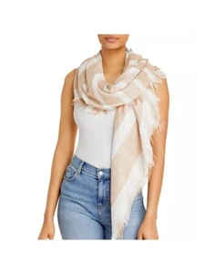 AQUA Womens Beige Cotton Fringed Neckwarmer Scarf - Picture 1 of 3
