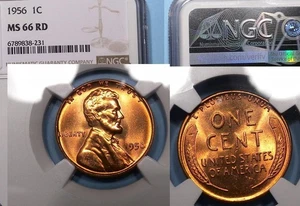 1956-P LINCOLN WHEAT CENT NGC MS 66 RD TOUGHER DATE #94-1X - Picture 1 of 1