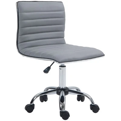 HOMCOM Armless Mid-Back Adjustable Office Chair with 360 Swivel Light Grey - Image 1 of 4