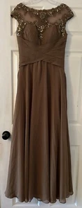 NEU Markenlos braun Pailletten Top ärmellos Tüllrock Kleid Damen Gr. S/M, Reißverschluss - Bild 1 von 7