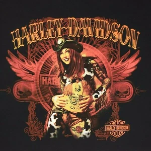 5XL Harley Davidson Tee Shirt Black Graphic Cotton Nwot Mens 5x Tattoo Goth Girl - Picture 1 of 12