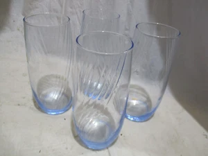 Vintage Set of 4 Libbey Light Blue Optic Swirl 6.25" Water Tea Drinking Glasses - Picture 1 of 5