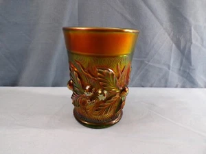 Northwood Green Carnival Glass Acorn Burrs Tumbler - Picture 1 of 9