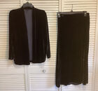 Eileen Fisher Washable Velvet Rayon/Silk 2 Pc Skirt Set Sz PS/PM Brown Purple
