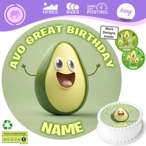 Avocados Cake Topper Round Circle Personalised Edible Icing - Picture 1 of 11