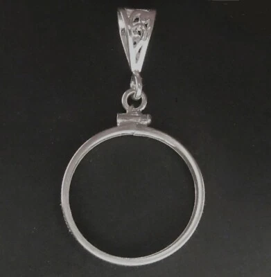 Coin Bezel Nickel Five Cent Coin Edge Sterling Silver Bezel Small Filigree Bail - Image 1 of 2