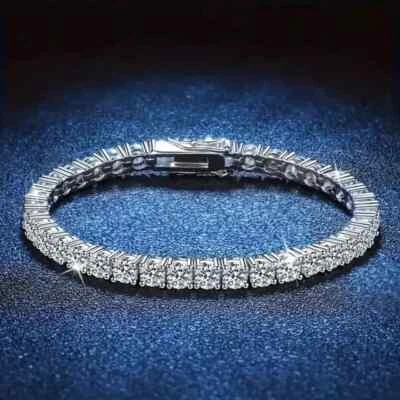 12Ct Round Cut Created Diamond Women Tennis Bracelet 14k White Gold Plated 7.5" - Image 1 of 4