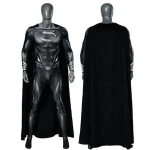 Costume cosplay tuta Superman Zack Justice League Kal-El nero mantello vestito - Foto 1 di 17
