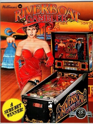 Riverboat Gambler Pinball FLYER Original 8.5" x 11" Double Sided Retro Art 1990 - Image 1 of 2