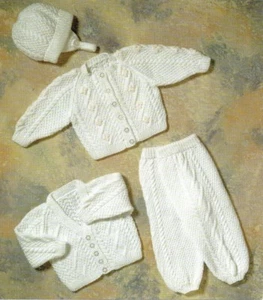Baby Knitting Pattern copy cardigans pants helmet  8 ply includes premmie size - Picture 1 of 2