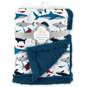 Crimmates Babydecke blau Sherpa Plüschtier unter dem Meer 30 Zoll x 40 Zoll - Bild 1 von 1