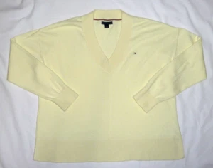 TOMMY HILFIGER Lemon Yellow V-neck Lightweight Baggy Sweater, Sz SP EUC - Picture 1 of 4