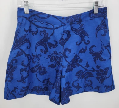 Pantalones Cortos Banana Republic Para Mujer 6 Azul Cobalto Floral Frente Plano Artístico Elegante Foto 1 de 4