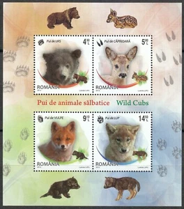 Rumänien 2012 postfrisch Mi Block 546 Sc 5405b Jungtiere. Bär.Rehkitz. Fuchs Wolf Welpe ** - Bild 1 von 1