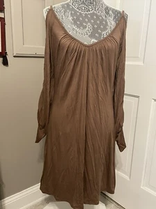 NEU OHNE ETIKETT STEWELVE CUT OUT ÄRMEL V-AUSSCHNITT NUDE KLEID TOP ZUSTAND LARGE L - Bild 1 von 4