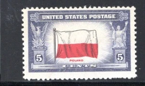 909c Polen, postfrisch, Rückseitendruck, niedrige Flagge, POL&A sind angebracht & überfärbt - Bild 1 von 5