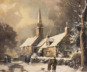 WILLIAM OXER ORIGINAL Cotswolds Winter oxford burford country life OIL PAINTING - Picture 1 of 1