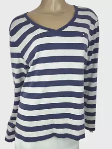 Tommy Hilfiger Talla XXL Pullover Mujer’sTop Gris y Azul Rayas Mangas Largas Algodón - Imagen 1 de 5
