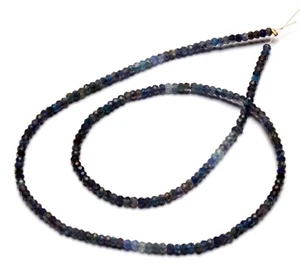 Piedras preciosas de zafiro azul natural tamaño 2,5 mm cuentas rondelle facetadas hilo de 16" - Imagen 1 de 8