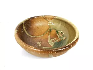 "De colección Studio Art Cerámica Gran Tazón Rueda Lanzada Tonos de Tierra Verde Goteo Esmalte 11" - Imagen 1 de 11