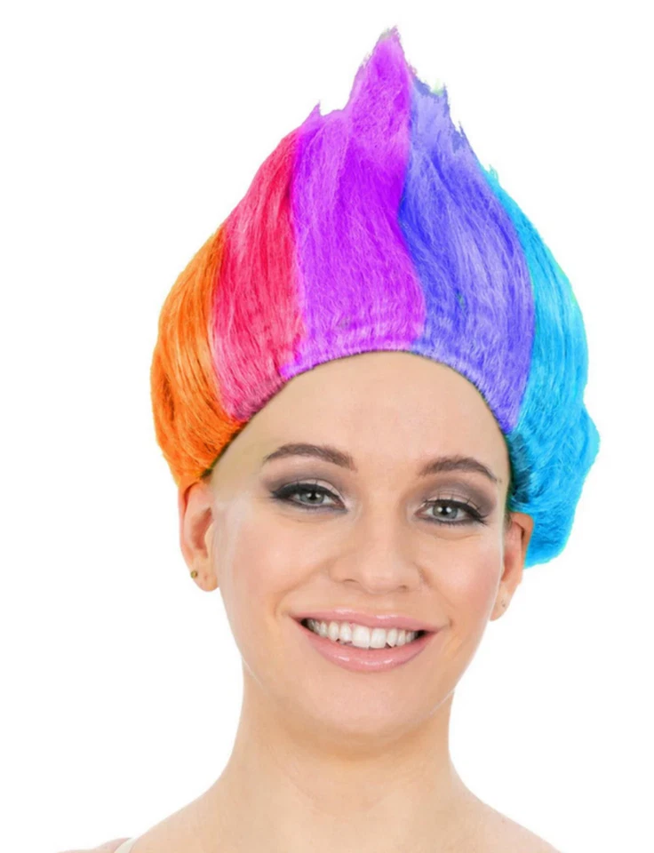 Peluca Troll Damas Brillante Color Neón Troll Vestido Elegante Accesorio Adultos Hombres Foto 1 de 1